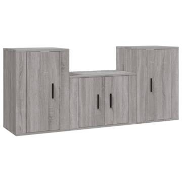 3 Piece TV Cabinet Set - Grey Sonoma Engineered Wood