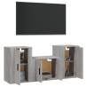 3 Piece TV Cabinet Set - Grey Sonoma Engineered Wood