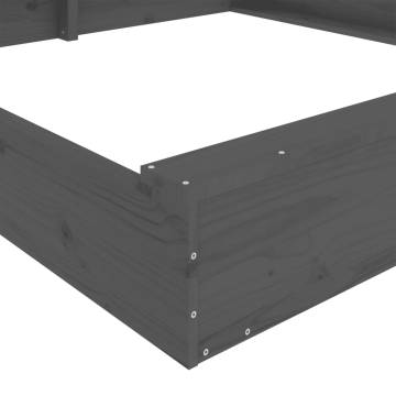 Sandbox with Seats - Grey Square Solid Wood Pine | HipoMarket