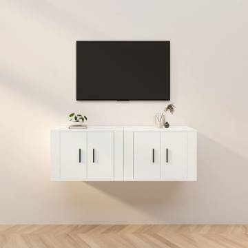 Stylish Wall-Mounted TV Cabinets - 2 pcs White | HipoMarket