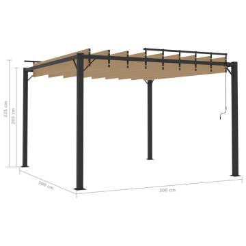 Elegant 3x3m Gazebo with Louvered Roof - Taupe Fabric