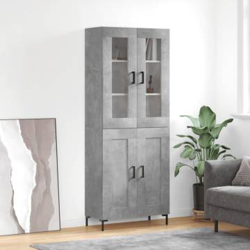 Stylish Highboard in Concrete Grey | 69.5x34x180 cm