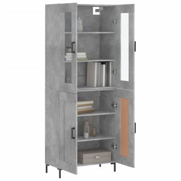 Stylish Highboard in Concrete Grey | 69.5x34x180 cm