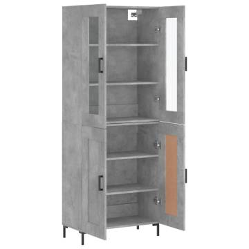 Stylish Highboard in Concrete Grey | 69.5x34x180 cm