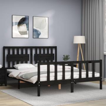 Black King Size Wooden Bed Frame With Headboard | HipoMarket