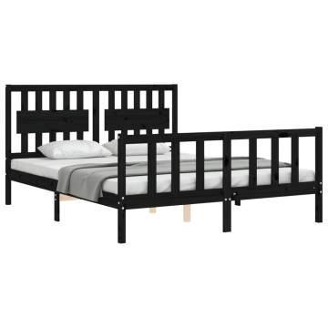 Black King Size Wooden Bed Frame With Headboard | HipoMarket