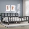 Bed Frame with Headboard Grey 200x200 cm Solid Wood Colour grey Size 200 x 200 cm 