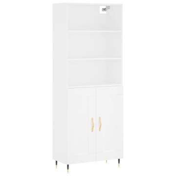 Stylish Highboard White 69.5x34x180 cm - Hipo Market