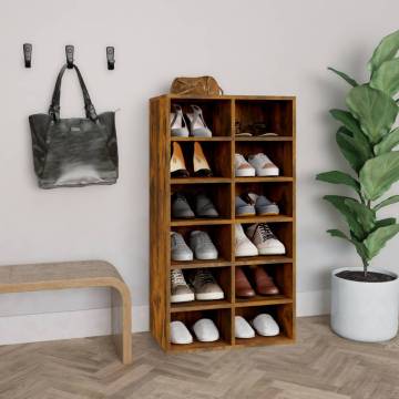 Shoe Rack Smoked Oak - Stylish Storage Solution | Hipo Market