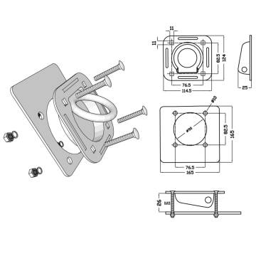 Lashing Rings for Trailer - 6 pcs Galvanised Steel 2000 kg