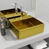 Wash Basin with Overflow 41x41x15 cm Ceramic Gold Colour gold 