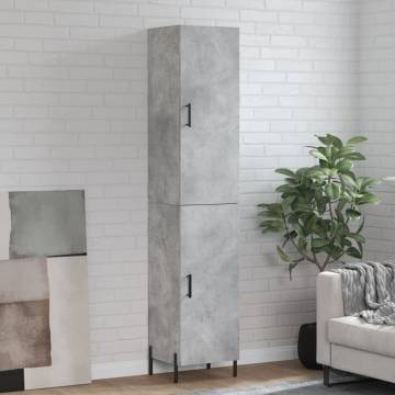 Stylish Highboard Concrete Grey - 34.5x34x180 cm