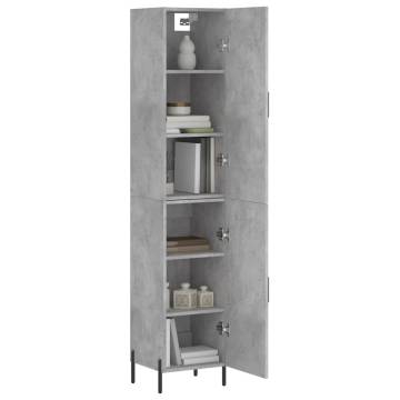 Stylish Highboard Concrete Grey - 34.5x34x180 cm