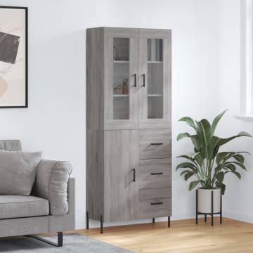 Stylish Highboard Grey Sonoma | 69.5x34x180 cm Engineered Wood