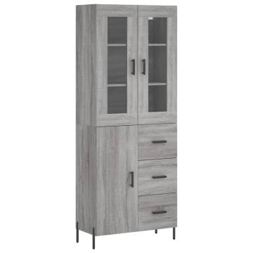 Stylish Highboard Grey Sonoma | 69.5x34x180 cm Engineered Wood