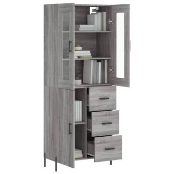 Stylish Highboard Grey Sonoma | 69.5x34x180 cm Engineered Wood