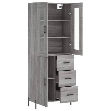 Stylish Highboard Grey Sonoma | 69.5x34x180 cm Engineered Wood