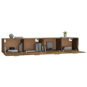 Smoked Oak Wall Cabinets 2 pcs - Stylish Storage Solution