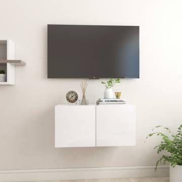 High Gloss White Hanging TV Cabinet | 60x30x30 cm