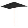 Outdoor Parasol with Wooden Pole Black 150x200 cm Colour black Quantity in Package 1 