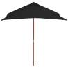 Outdoor Parasol with Wooden Pole - Black 150x200 cm