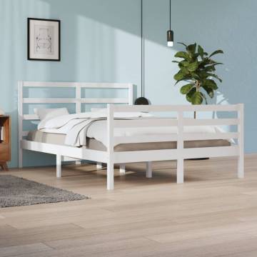 White Solid Wood Pine Bed Frame 140x200 cm | HipoMarket