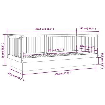 Day Bed Honey Brown 90x200 cm - Solid Pine Wood Sofa Bed