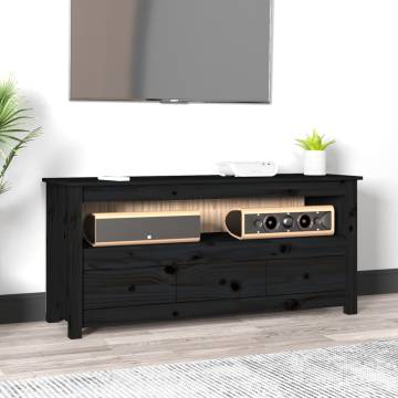 TV Cabinet Black 114x35x52 cm Solid Pine - Chic & Sturdy Design