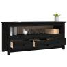 TV Cabinet Black 114x35x52 cm Solid Pine - Chic & Sturdy Design