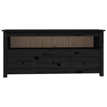 TV Cabinet Black 114x35x52 cm Solid Pine - Chic & Sturdy Design