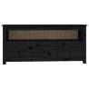 TV Cabinet Black 114x35x52 cm Solid Pine - Chic & Sturdy Design