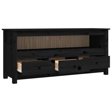 TV Cabinet Black 114x35x52 cm Solid Pine - Chic & Sturdy Design