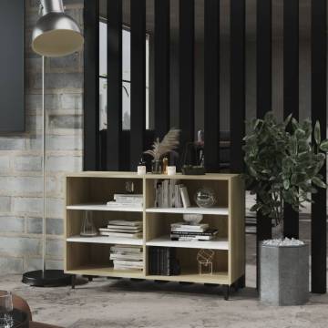 Industrial Style Sideboard in White and Sonoma Oak | Hipomarket