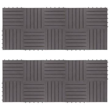 Decking Tiles - 20 pcs Grey Wash Solid Acacia Wood