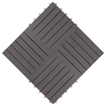 Decking Tiles - 20 pcs Grey Wash Solid Acacia Wood