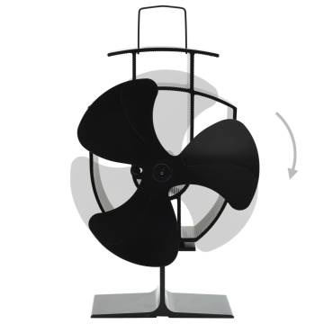 Heat Powered Stove Fan 3 Blades - Black | Hipo Market