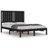 Stylish Black Solid Wood Bed Frame 120x190 cm Small Double