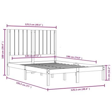 Stylish Black Solid Wood Bed Frame 120x190 cm Small Double