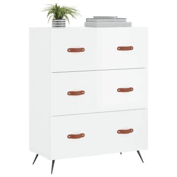 High Gloss White Chest of Drawers - 69.5x34x90 cm