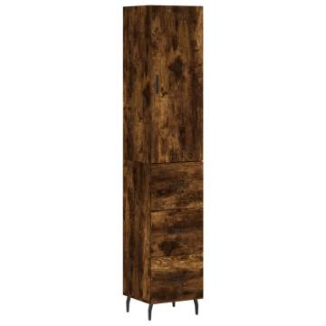 Elegant Highboard in Smoked Oak | 34.5x34x180 cm