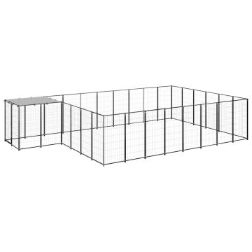 Durable Black Dog Kennel - 15.73 m² Steel Enclosure