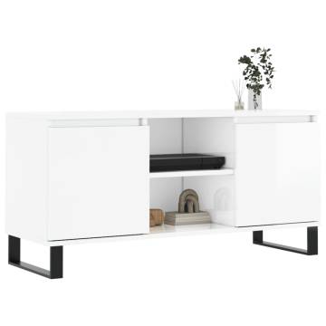 High Gloss White TV Cabinet - Stylish & Spacious Storage