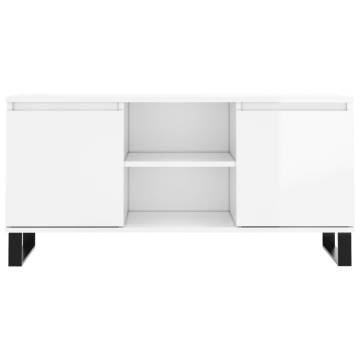 High Gloss White TV Cabinet - Stylish & Spacious Storage