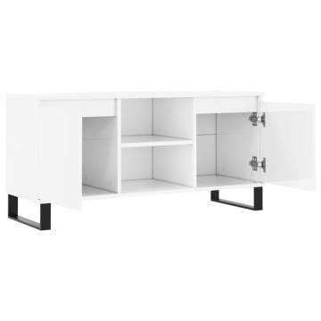 High Gloss White TV Cabinet - Stylish & Spacious Storage