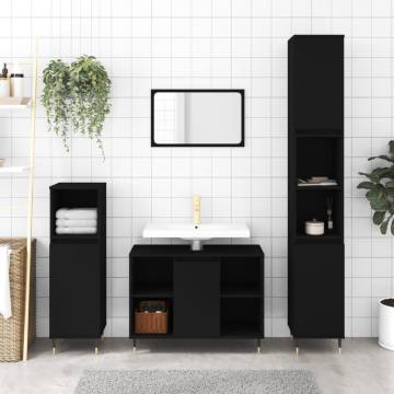 Bathroom Cabinet Black 80x33x60 cm - Stylish & Durable