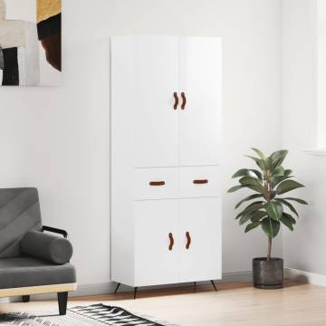 Elegant Highboard High Gloss White - Stylish Storage Solution