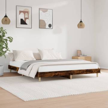 Bed Frame Smoked Oak 140x200 cm - Quality Engineered Wood