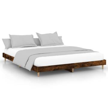 Bed Frame Smoked Oak 140x200 cm - Quality Engineered Wood