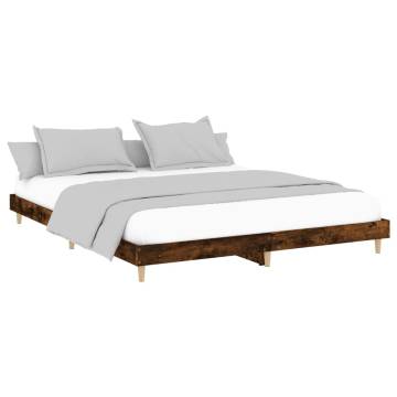 Bed Frame Smoked Oak 140x200 cm - Quality Engineered Wood