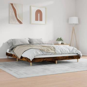 Bed Frame Smoked Oak 140x200 cm - Quality Engineered Wood